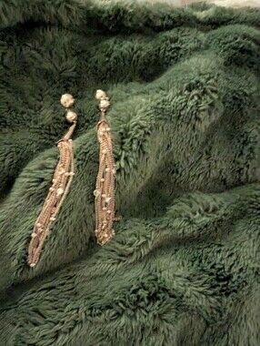 Gold-Tone Tassel Drop Earrings - Elegant Fringe Statement
